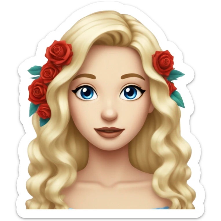 Wedding hair long with roses beautiful finished blond girl with blue eyes  sticker