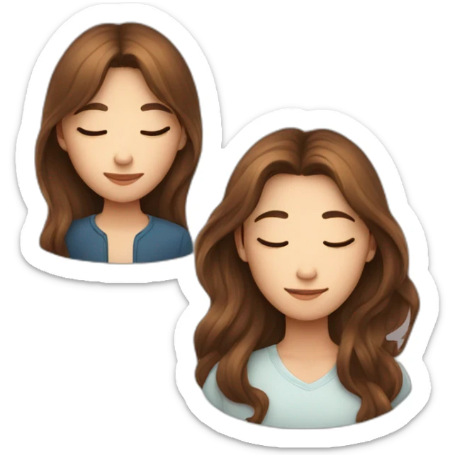 Beautiful Girl with long brown hair and boy with short brown hair sleeping at night sticker