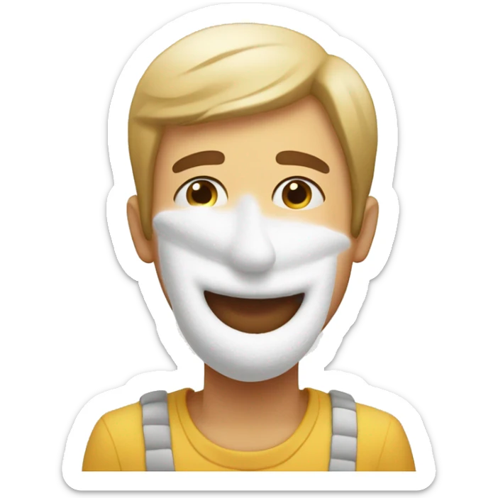 guy holding line of flour up to his nose and smelling it he is happy sticker