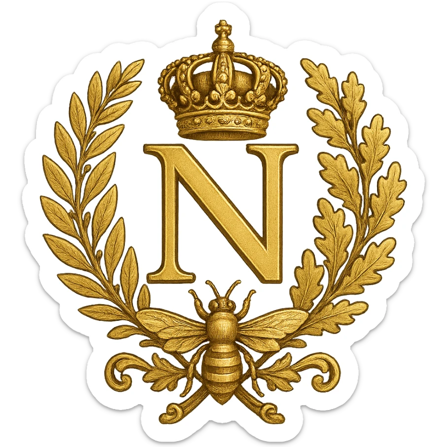 Napoleon symbol of France, bee motif, gold, ornate, historical, on a neutral background sticker