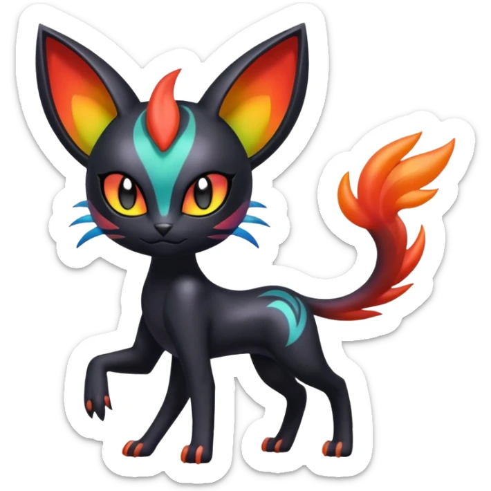 Colorful Meloetta-Litten-Darkrai-Pokémon-Fakémon-fusion-hybrid-creature sticker