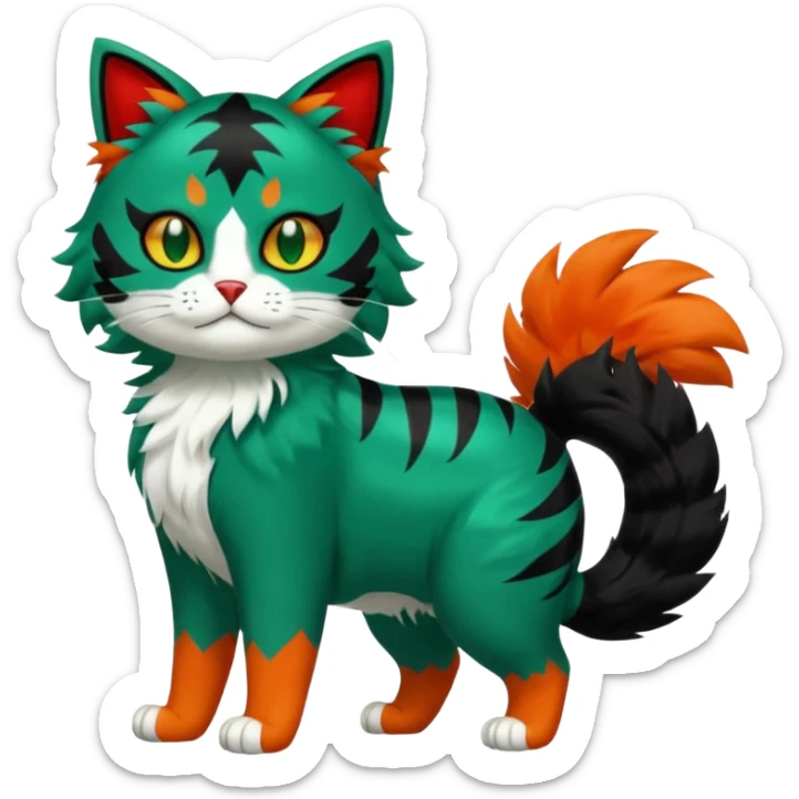 Sprigatito-Litten-Meowscarada-Pokémon-Fakémon-animal-fusion (full body) sticker
