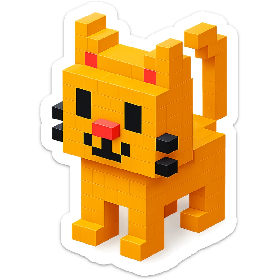 voxel style cat, isometric view sticker