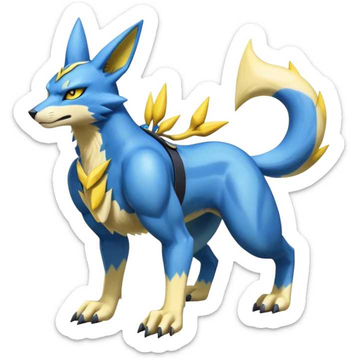 Shiny Epic Handsome Badass Lucario-Renamon-Zeraora-hybrid (Full body) sticker