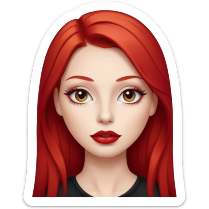 una chica con los labios y los ojos maquillados, de piel blanca con el pelo liso y largo y pelirrojo sticker