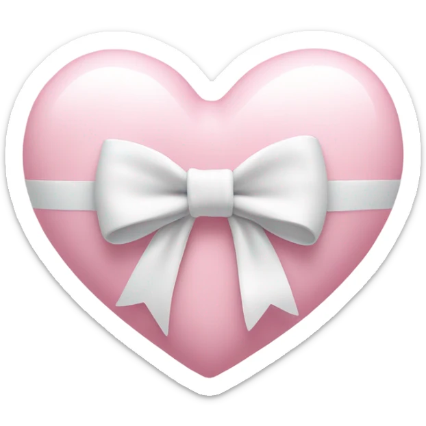 Pastel pink heart with white bow sticker
