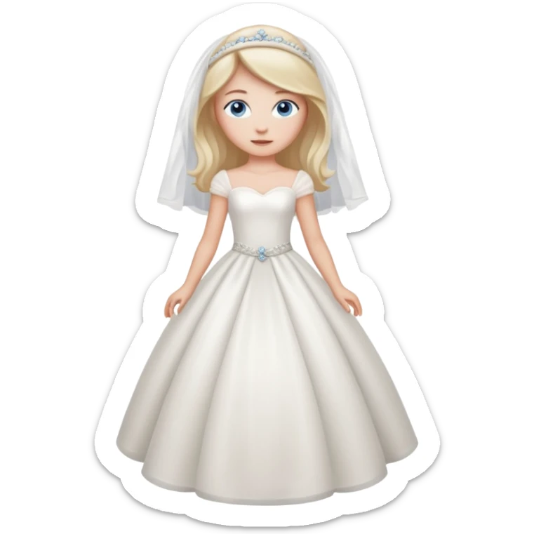 Chica blanca, ojos azules, vestida novia, cuerpo entero sticker