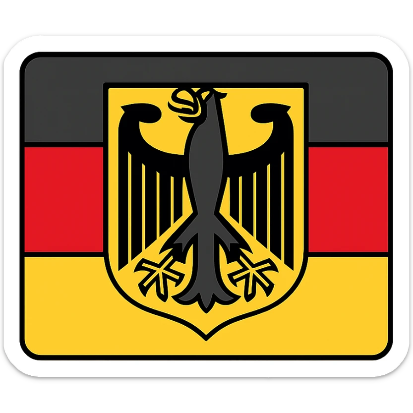 minimalist German flag with large Bundesadler in the center, clear lines, no text sticker