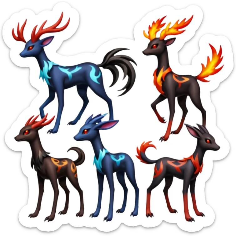 Darkrai-Xerneas-Yveltal-Houndoom-Meloetta-Fakémon-creature-hybrid-fusion, full body sticker