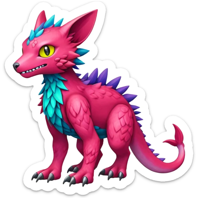 colorful Fakémon-Digimon-Fionbri-Trico-creature (full body) sticker