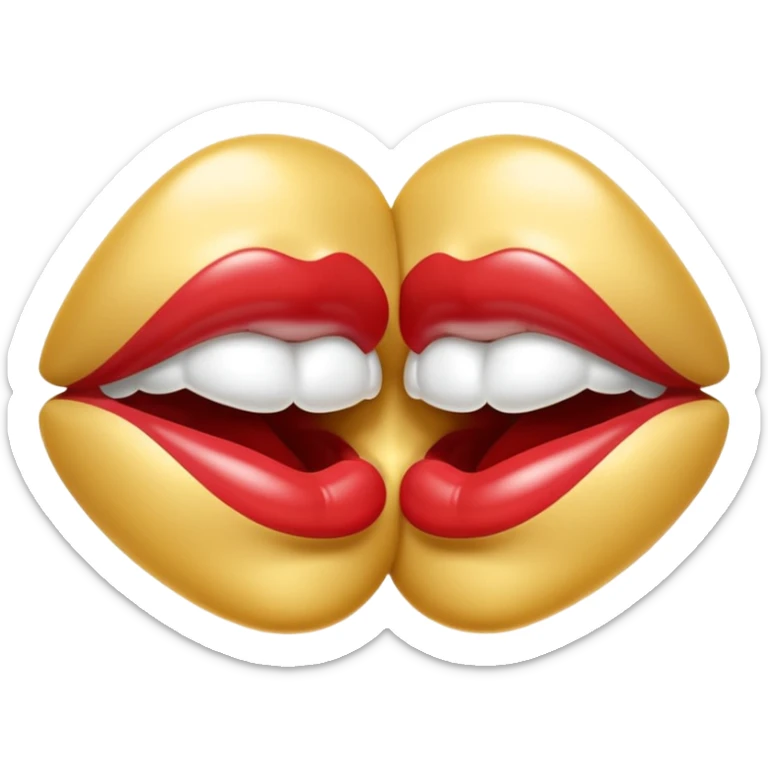A seductive pair of slightly parted lips emoji made of liquid silver chrome, smooth glossy metallic surface, soft sensual curves, subtle reflections, luxury sexy aesthetic, minimal iOS emoji style, centered composition, clean white background, soft studio lighting, no text sticker