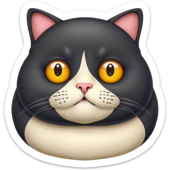 Un gato negro gordito con los ojos de color amarillos sentado sticker