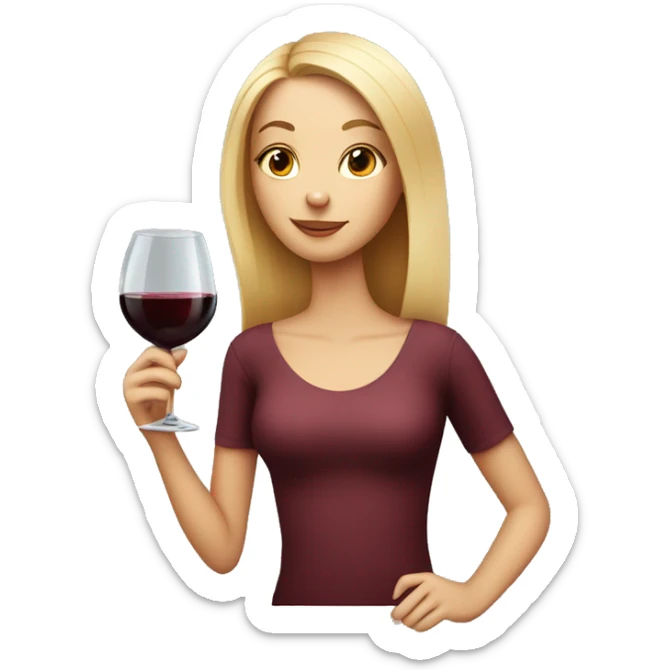 skinny blonde girl with orange cat and red wine in hand sticker