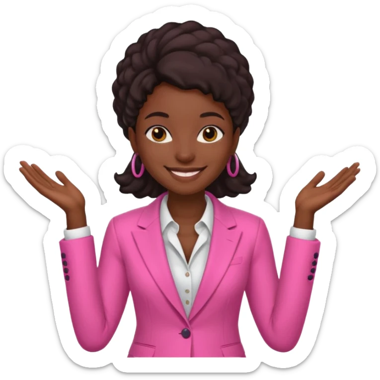 Darkskin black woman wearing a pink suit sticker