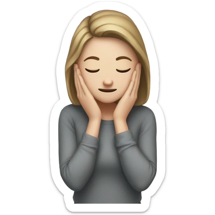 White girl ashamed of herself of hiding face in hands sticker