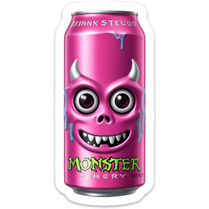 Pink monster energy drink with the logo of original monster company energy drink do not add the face in it just normal monster can  sticker