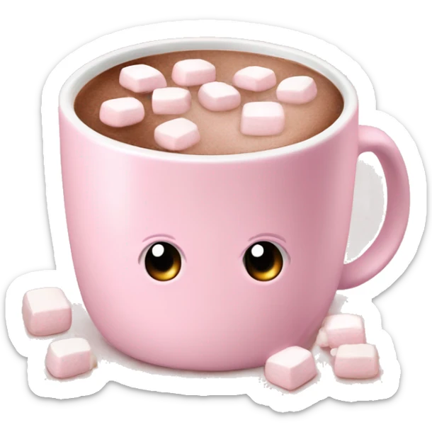 Light Pink mug of hot chocolate with marshmallows  sticker