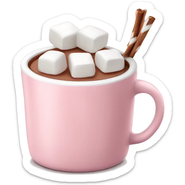 Light Pink mug of hot chocolate with marshmallows  sticker