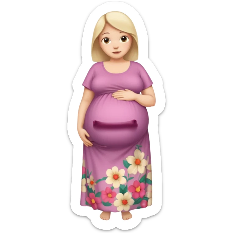 very heavily pregnant overdue woman with very  very big and large belly  sticker