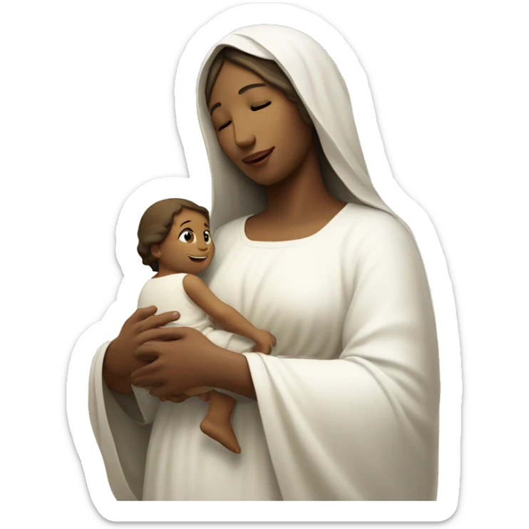 Maria mother of Jesus with Jesus in hands white skin sticker