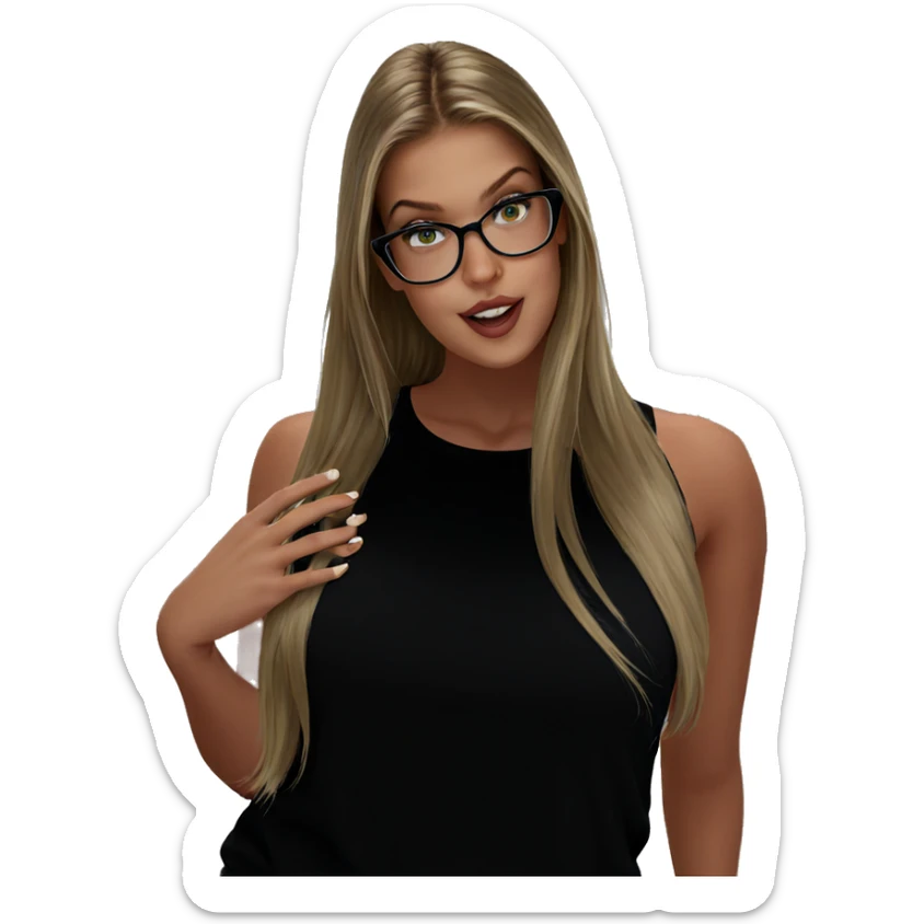 blonde girl with glasses sticker
