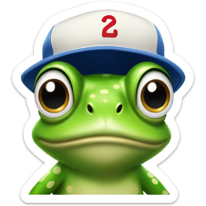 Frog wearing baseball cap sticker