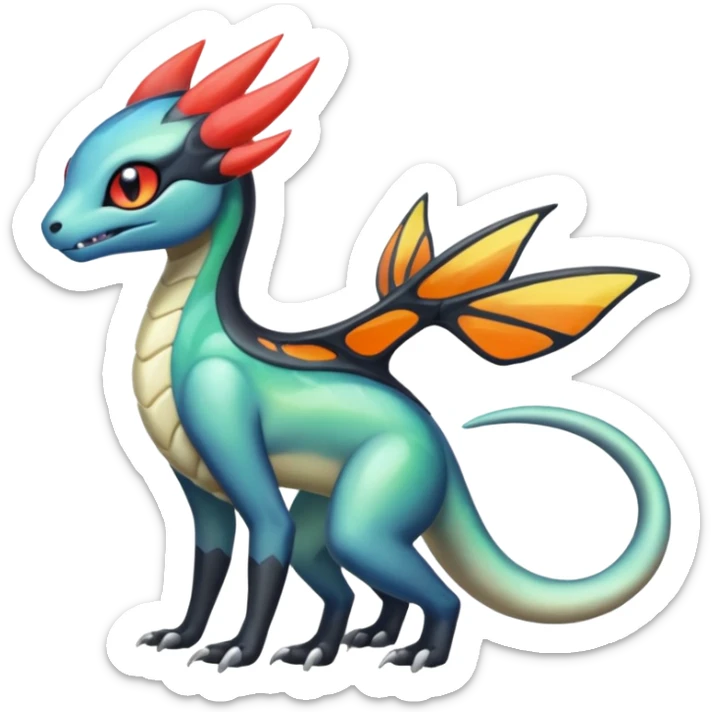 Colorful Translucent Tricky Hot Handsome Meloetta-Salandit-Nargacuga-Pokémon-Fakémon-fusion-hybrid-creature sticker