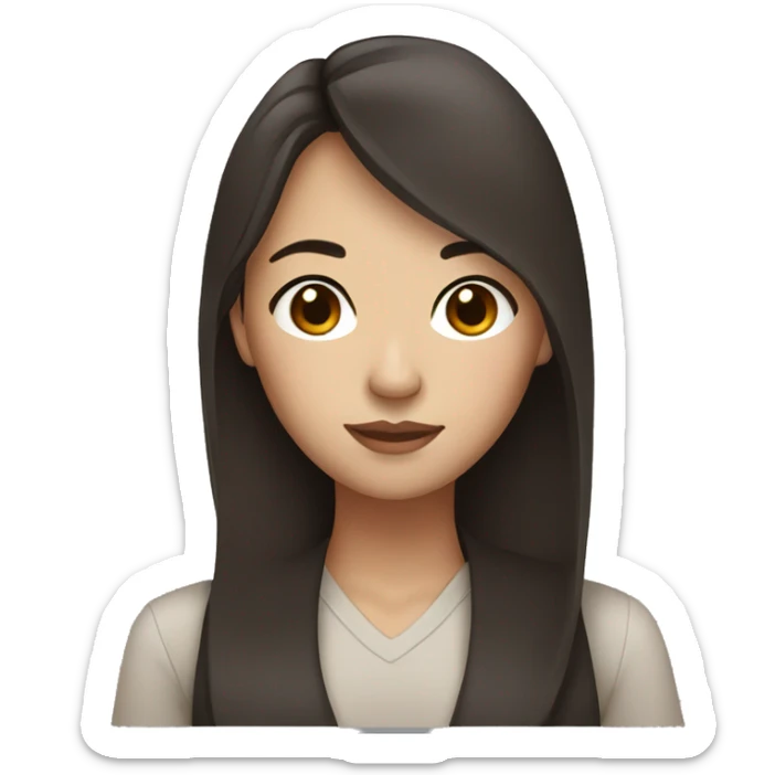 woman with brown hair brown asian eyes and freckles on the face sticker