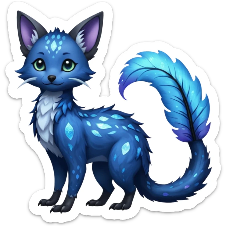 Feral Rare Fantasy Dark gothic spooky  sparkly shiny Vernid-Trico-species by LiLaiRa, random markings, tufted tail, tufted ears, full body sticker