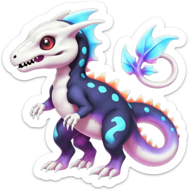 Nebulae Salandit-Cubone-Duskull-Noibat-Fakémon-hybrid-creature (full body)  sticker