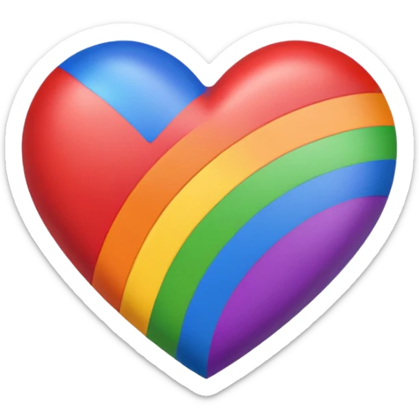heart in gay pride flag colors rainbow red orange yellow green blue purple, no text sticker