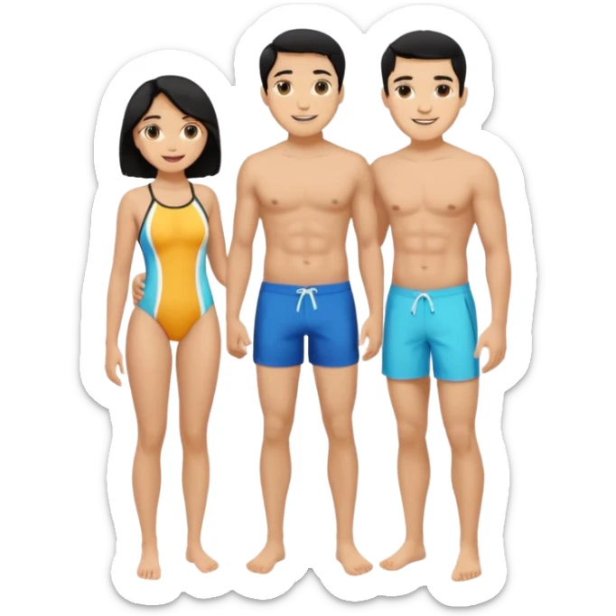 ligh skin black hair man and ligh skin black hair woman swin suit full body sticker