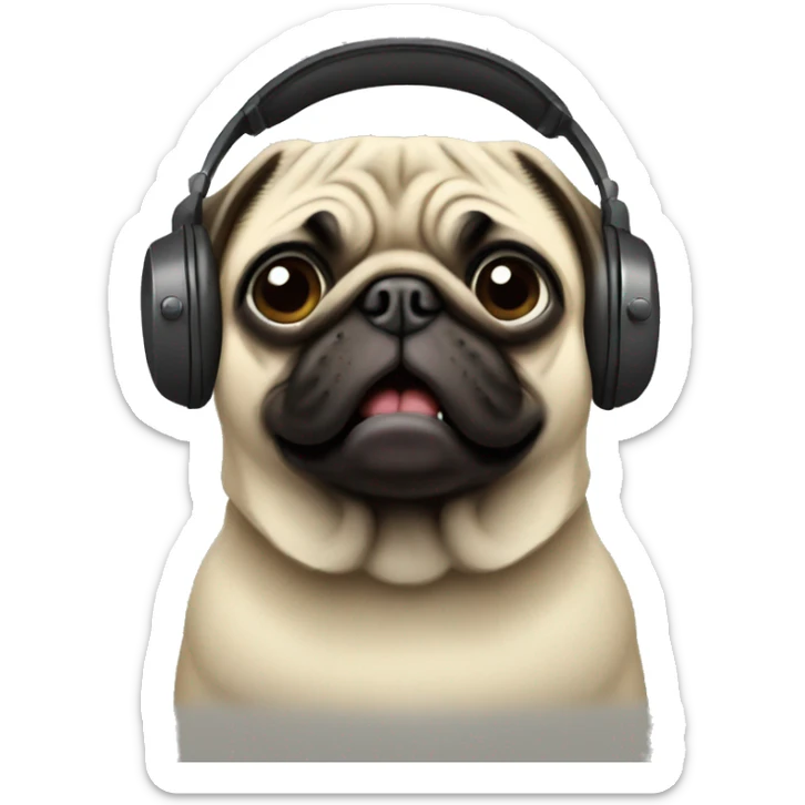 pug listening to music sticker