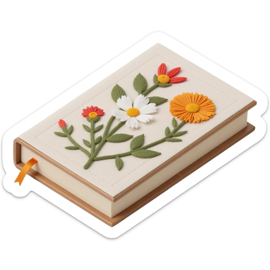 pretty floral embroidered hardcover journal sticker