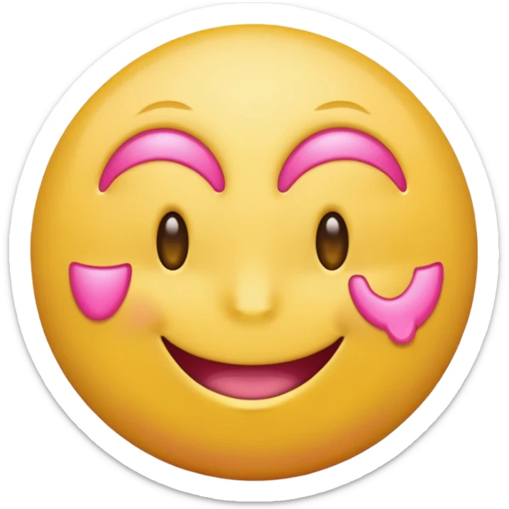 smiling yellow round emoji with pink money signs as eyes, slightly open mouth sticker