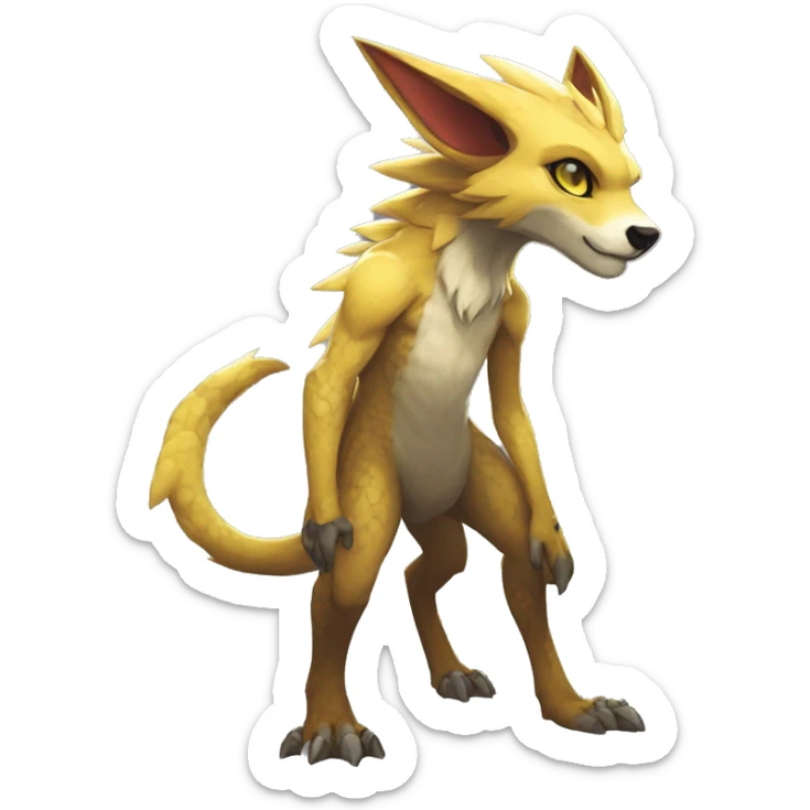 Anthro kawaii cool edgy Vernid-WickerBeast-Protogen-Primagen-Fakémon Full Body sticker