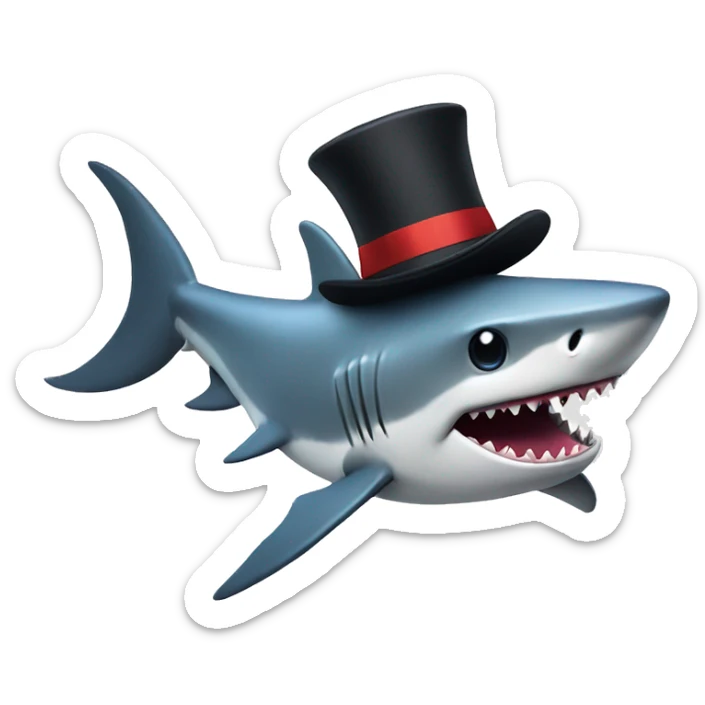 Shark with a top hat sticker