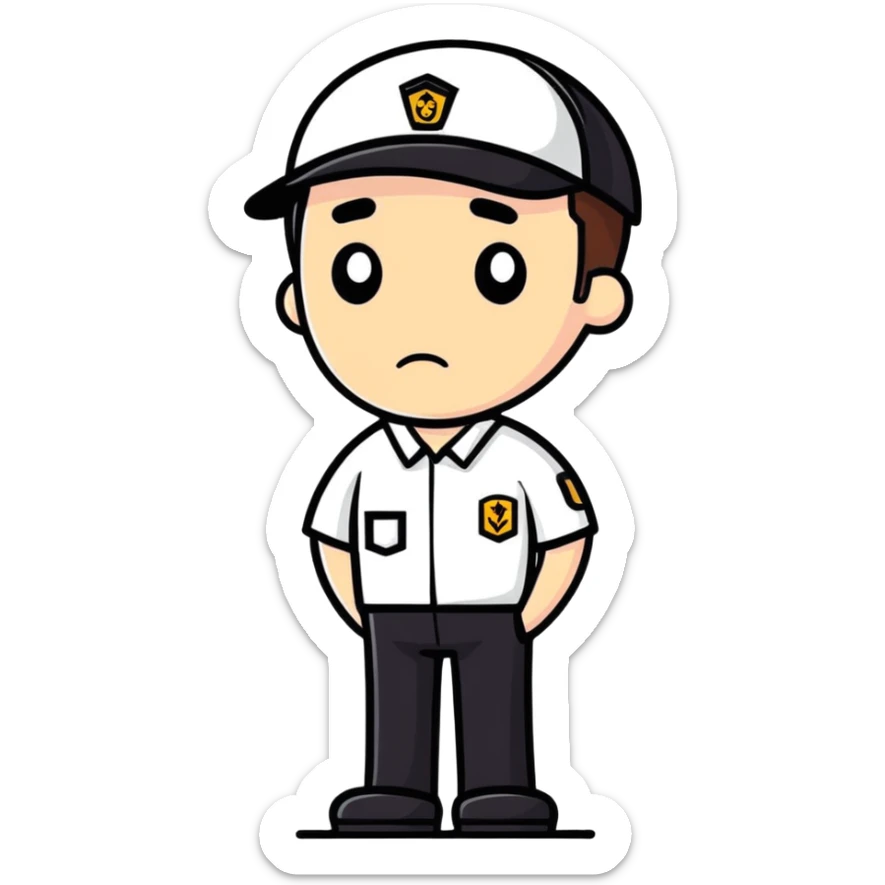 emoji of delivery man is going somewhere to the right , he is sad, he is dressed in work uniform sticker