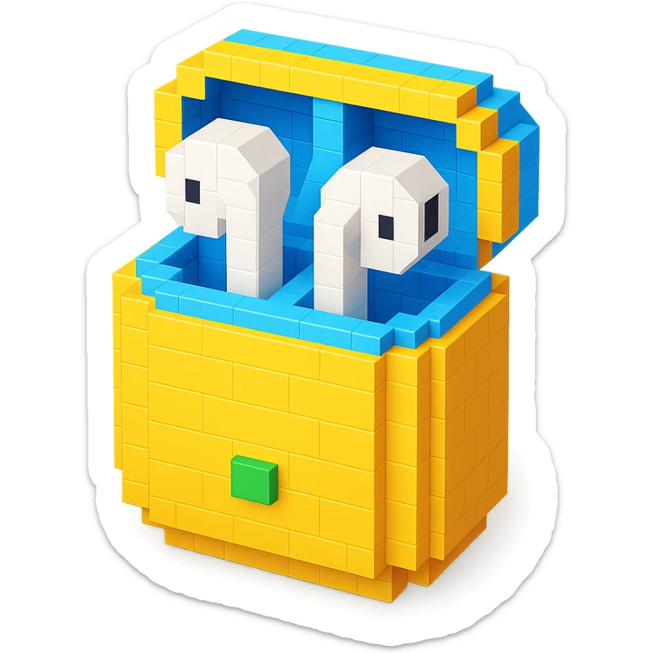 EarPods headphones with a charging case sticker