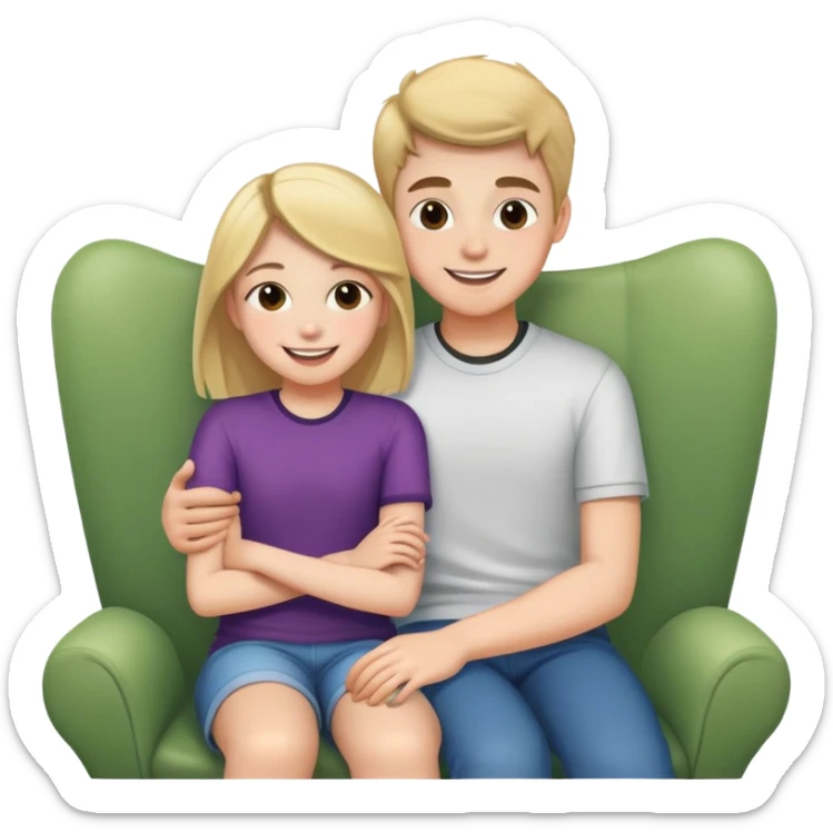 A teen girl sitting on a teen boy’s lap sticker