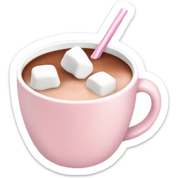 Light Pink mug of hot chocolate with marshmallows  sticker