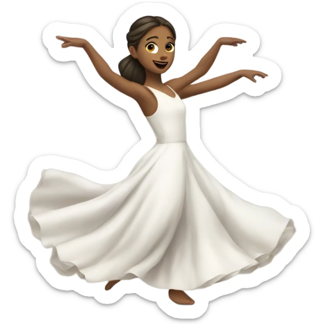 a girl in a white long dress dances a national Caucasian dance sticker
