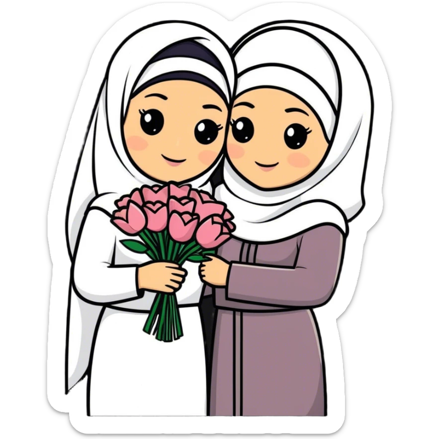 Arab feature couple with soft life aesthetic similar to WhatsApp sticker style   sticker