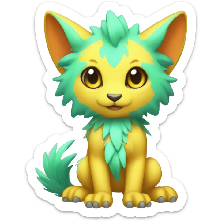 Cute cool colorful fantasy animal hybrid Fakemon full body sticker