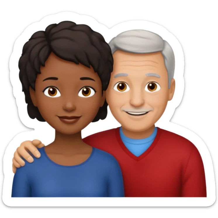 mixte couple black girl  with short hair , dark haired older white man sticker