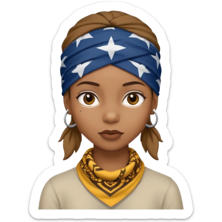 African American girl thats a bit skinny with bandanna on head sticker