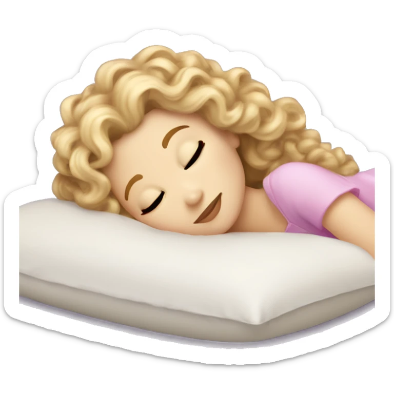 sleeping beauty curly with blonde and brown hair white girl with a silk pillow sticker
