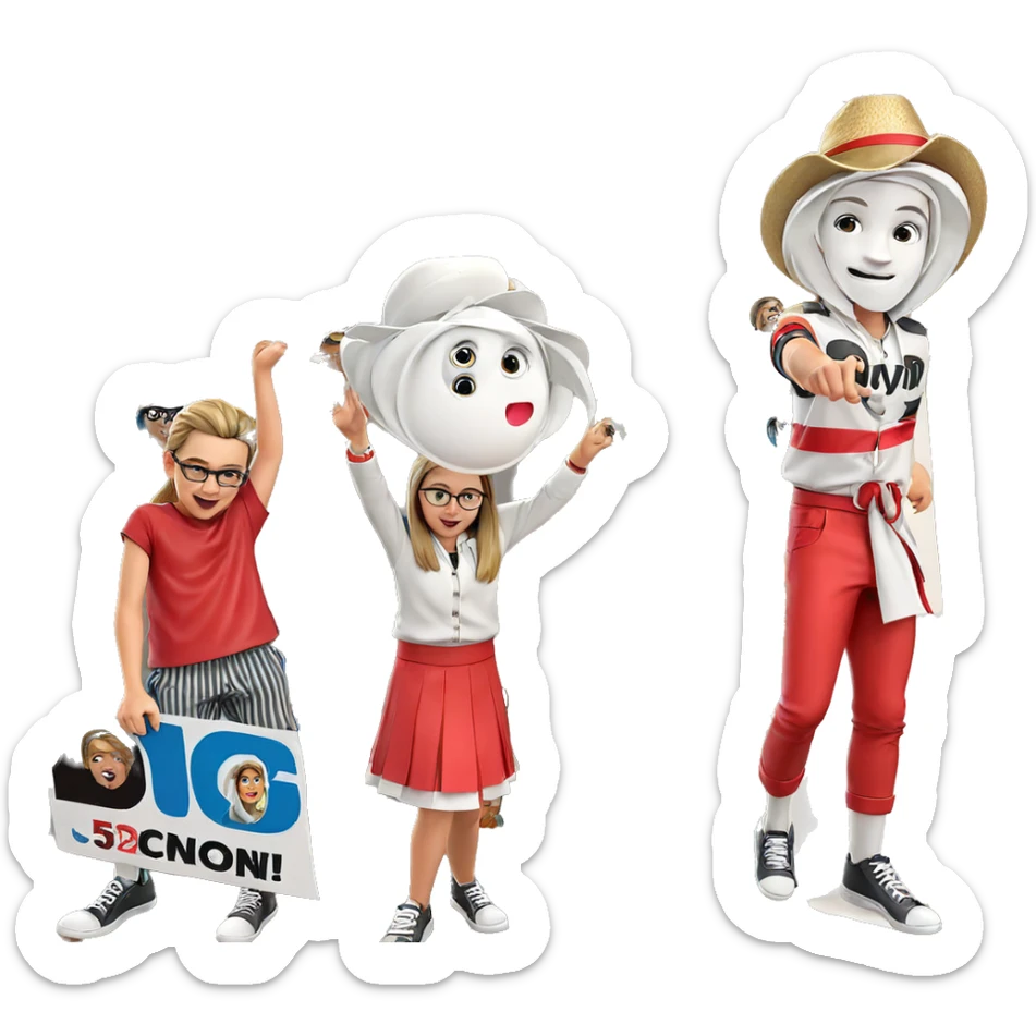 happy boys in stylish attire sticker