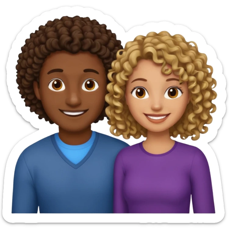 Throuple, one brunette man, one dark blonde curly woman, one dark brown woman sticker