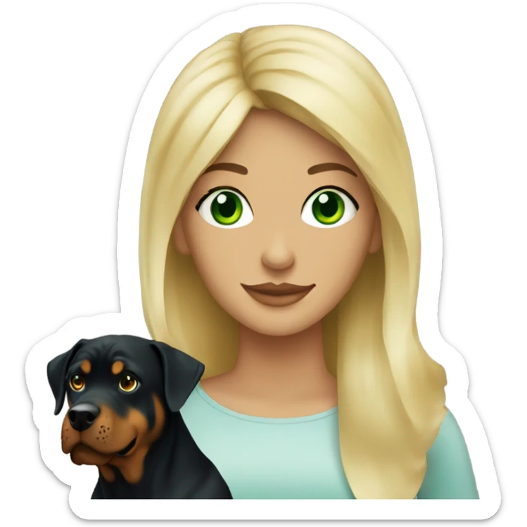 Green eyed Pretty blonde woman with Rottweiler  sticker